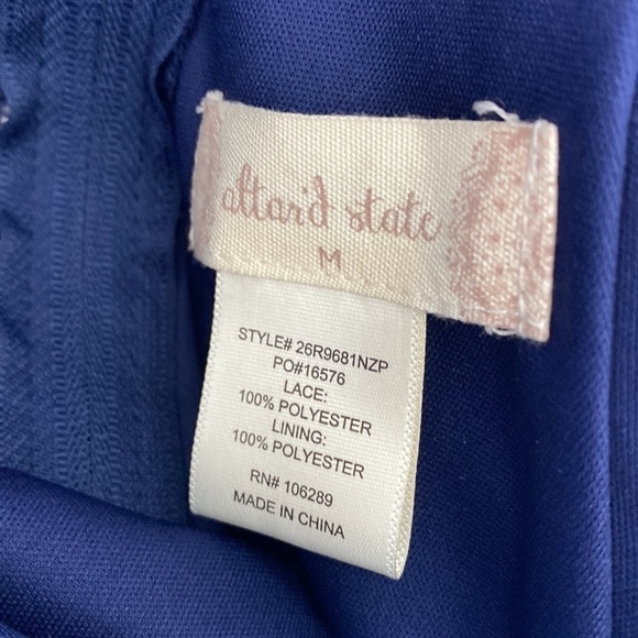 ALTAR’D STATE Navy Blue White Embroidered Floral Lace Mesh Halter Dress Medium - Picture 6 of 7